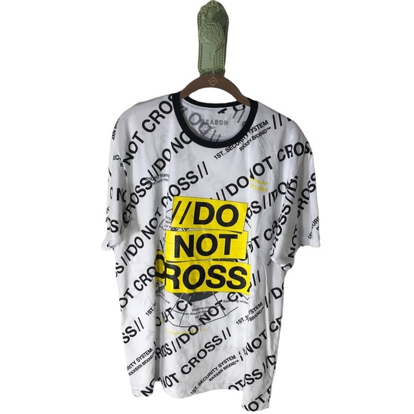 Graphic Tee Reason Do Not Cross Security Tape Yellow Mens Womens Unisex XL - Picture 1 of 6